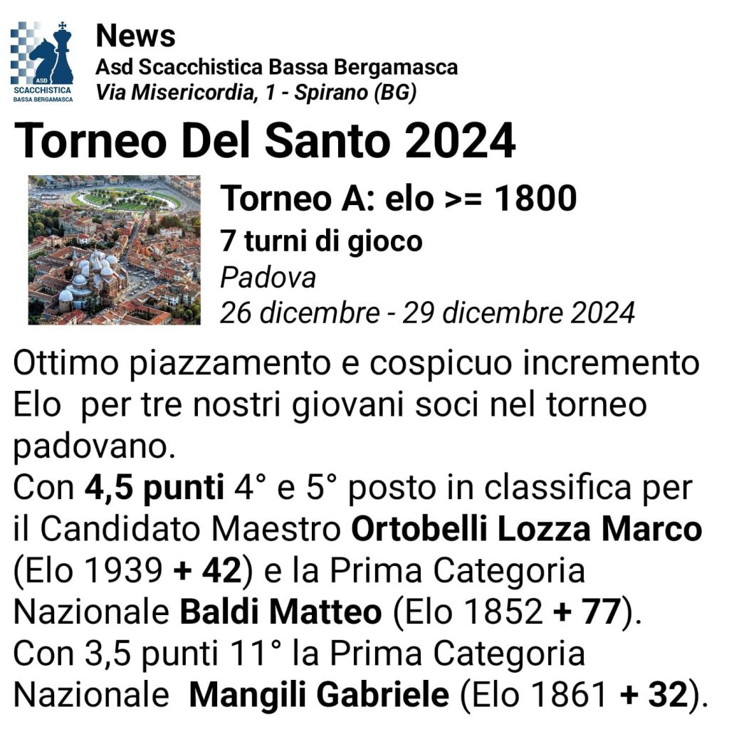 Torneo Del Santo 2024 - Circolo di Scacchi Bergamo e Provincia